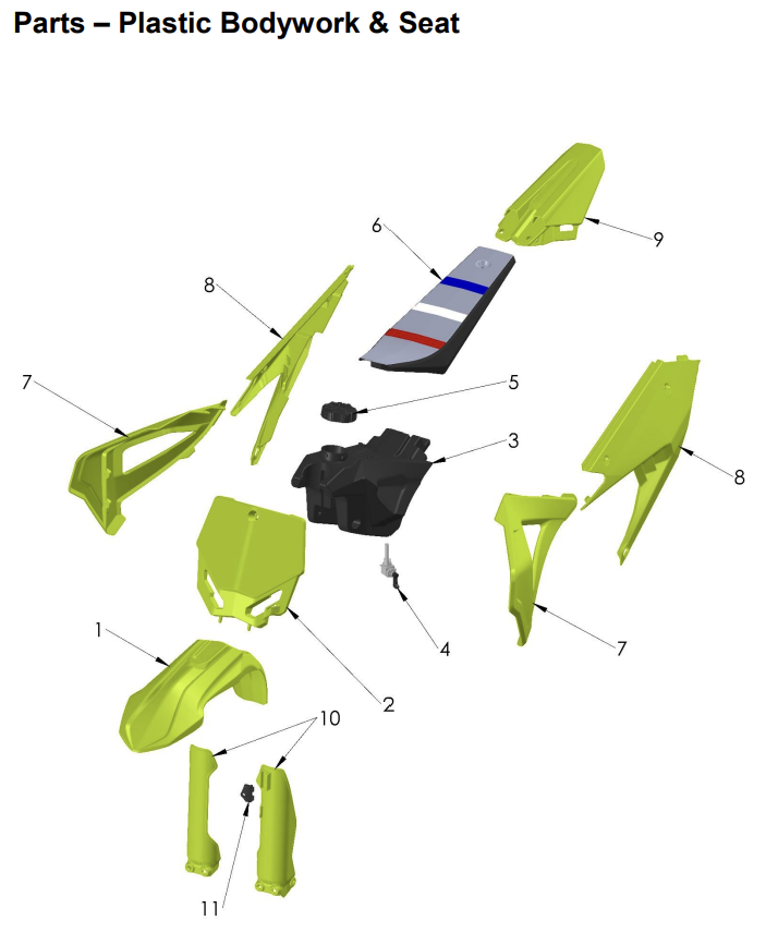 Plastic Bodywork & Seat - Cobra CX50 FWE 2026