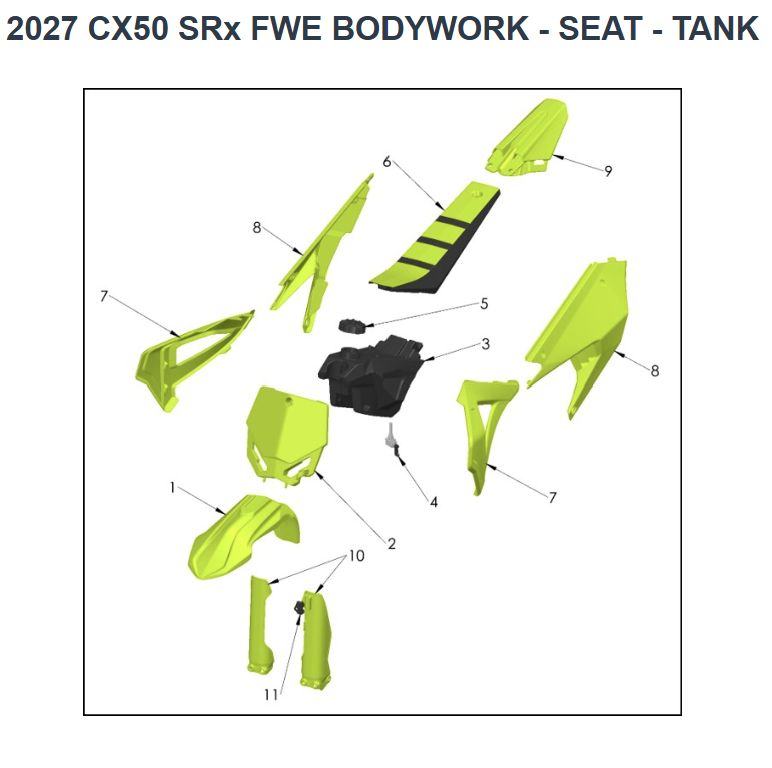 Plastic Bodywork & Seat - Cobra CX50 FWE 2027