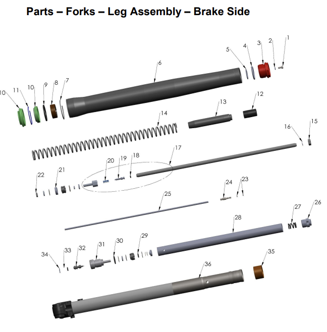 Forks - Leg Assembly - Brake Side Cobra CX50 FWE/SR/CX5E 2021 to Current