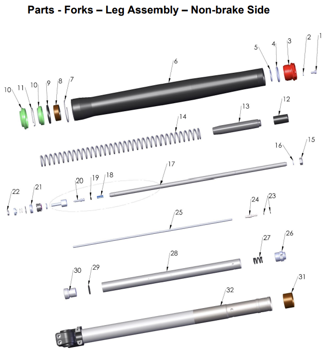 Forks - Leg Assembly - Non-Brake Side Cobra CX50 FWE/SR/CX5E 2021 to Current