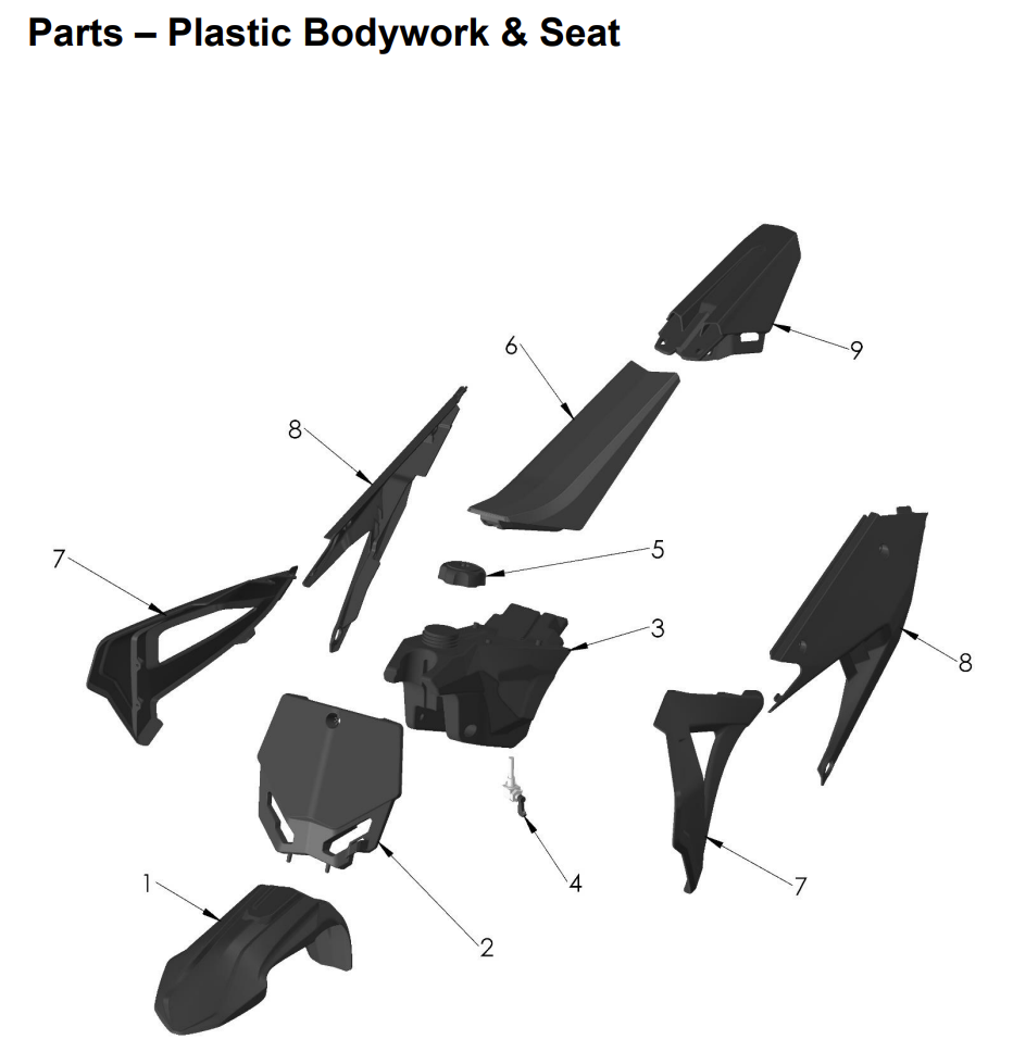 Plastic Bodywork & Seat - Cobra CX50 FWE 2023