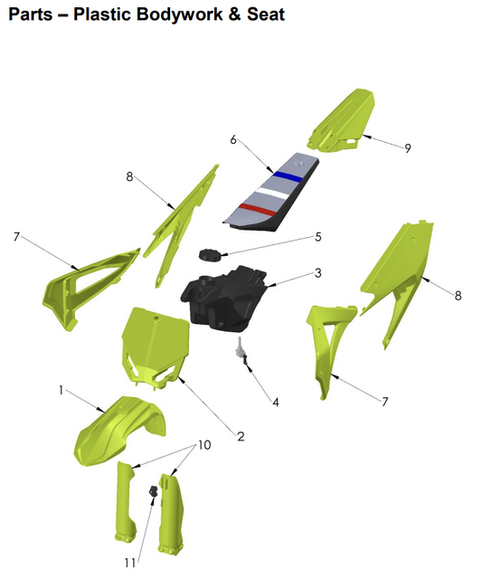 Plastic Bodywork & Seat - Cobra CX50 FWE 2026