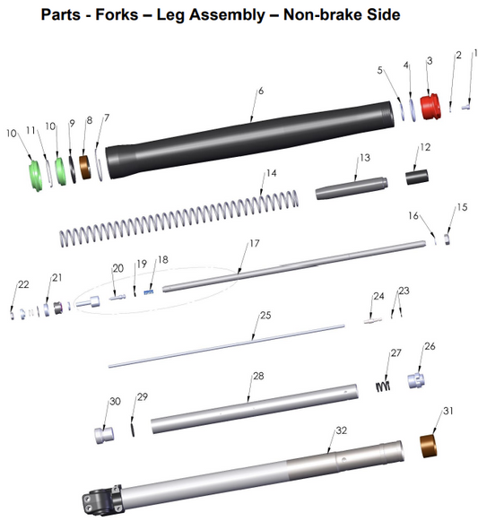 Forks - Leg Assembly - Non-Brake Side    Cobra CX50 FWE/SR/CX5E   2021 to Current